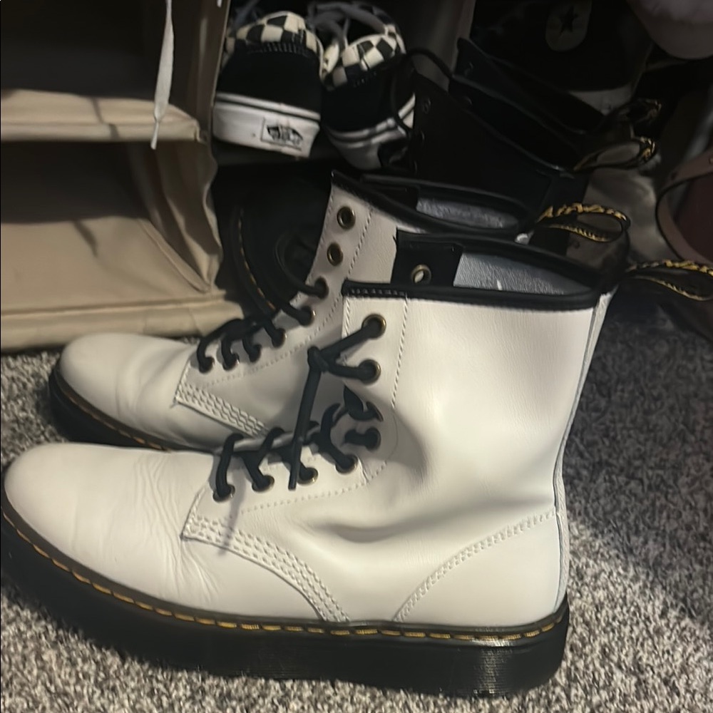 Dr. Martens White Leather Boots